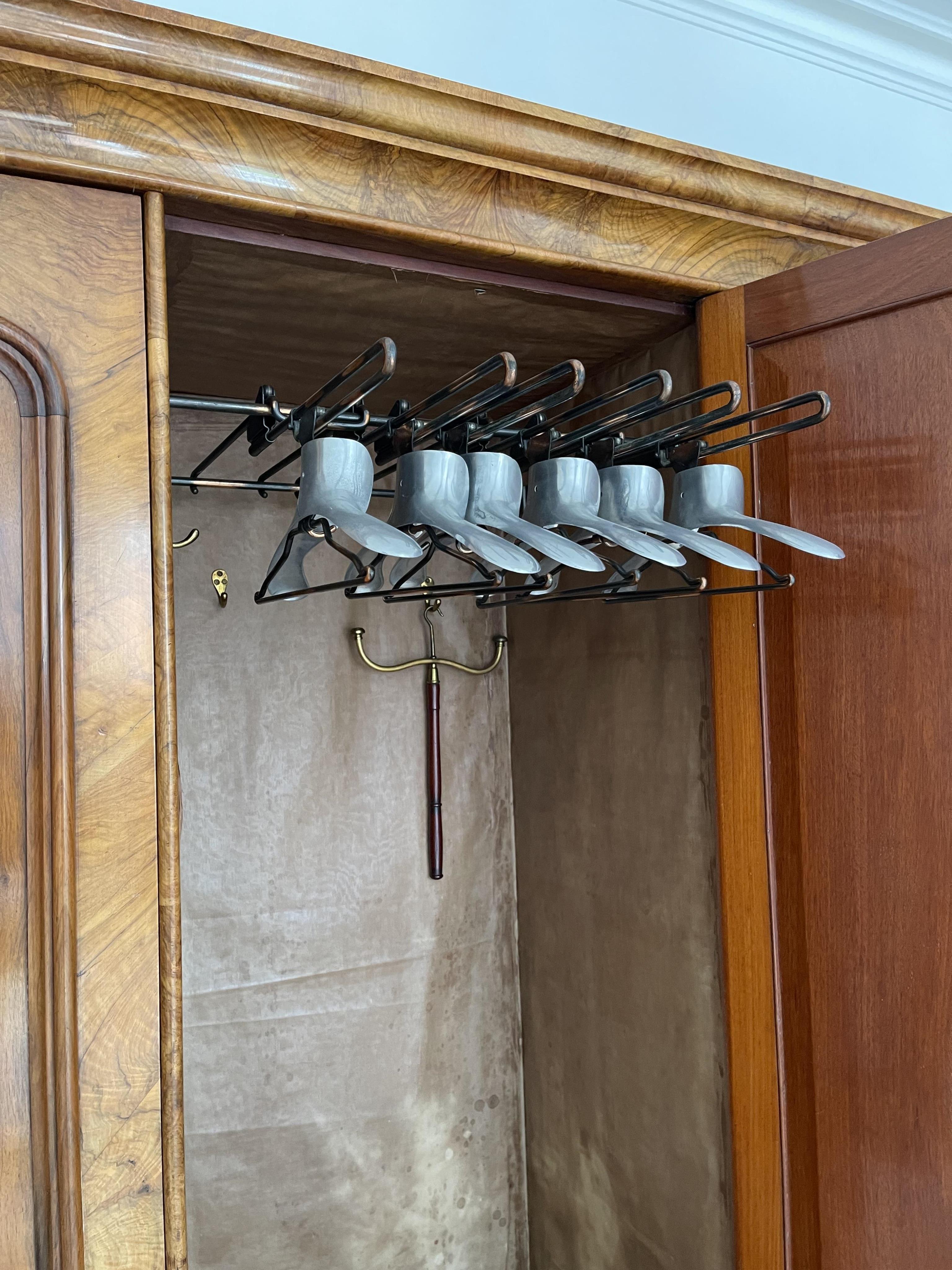 A Victorian walnut triple compactum wardrobe, width 201cm, depth 66cm, height 222cm. Condition - good